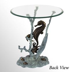 Seahorse Art Accent Table Antique Bronze