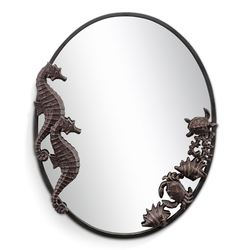 Seahorses and Sealife Oval Wall Mirror Bronze