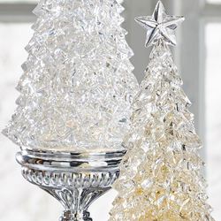 LED Swirling Glitter Tree with Star Table Accent
