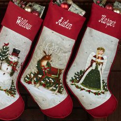 Woodland Reindeer Stocking Red