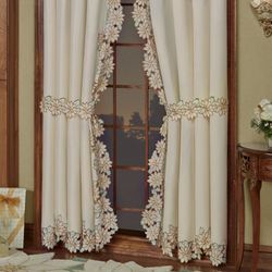 Winter Poinsettia Curtain Pair Ivory 84 x 84