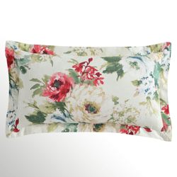 Peony Flanged Rectangle Pillow Ivory
