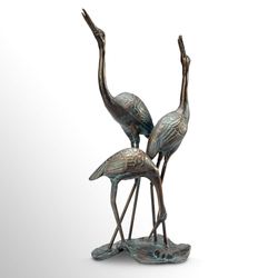 Crane Family Table Sculpture Bronze