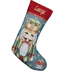 Green Holiday Nutcracker Stocking