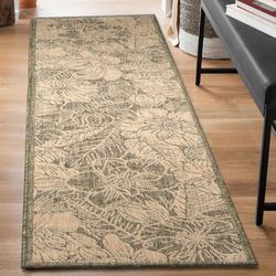 Carmel Botanical Rug Runner Green 111 x 76
