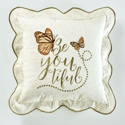 Sweetbay Scalloped Embroidered Pillow Ivory 16 Square