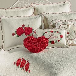Bella Rosa Heart Shaped Petal Pillow Red Heart