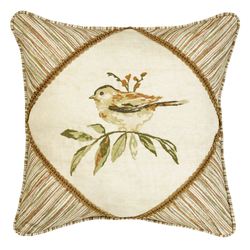 Nature Song Embroidered Pillow Multi Warm 18 Square