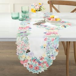 Butterfly Meadow Flutter Oval Table Runner Multi Pastel 14 x 72