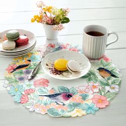 Butterfly Meadow Flutter Round Placemats Multi Pastel Set of Four