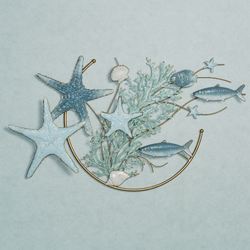 Sealife Collage Wall Art Blue