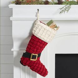 Kringle Chenille Boot Stocking Red