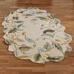 Magnolia Butterfly II Oval Rug Parchment