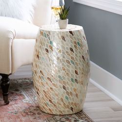 Capiz Fish Drum Table Ivory