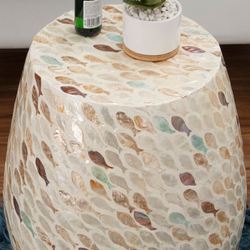 Capiz Fish Drum Table Ivory