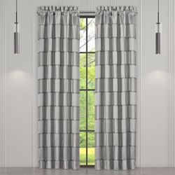 Brando Wide Tailored Curtain Pair Charcoal