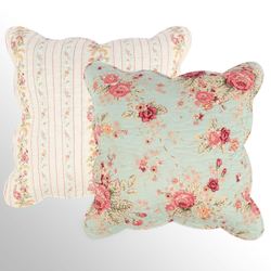 Antique Rose Pillows Powder Blue Set of Two