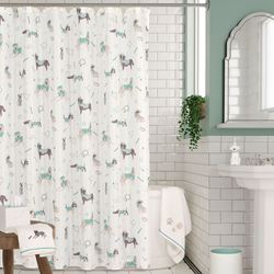 Cat Shower Curtain Jade 70 x 72