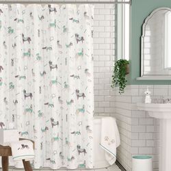 Dog Shower Curtain White 70 x 72