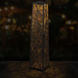 Large Leaf Outdoor Solar Lantern Multi Metallic