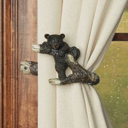 Bear Curtain Holdback Pair Black