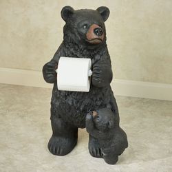 Mama Bear and Cub Toilet Paper Holder Black