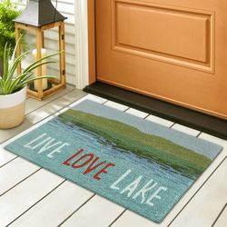 Live Love Lake Rectangle Mat Aqua