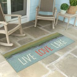 Live Love Lake Runner Mat Aqua 2 x 5