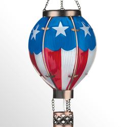 Americana Hot Air Balloon Solar Lantern Red