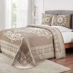 Kymbal Bedspread Set Light Taupe