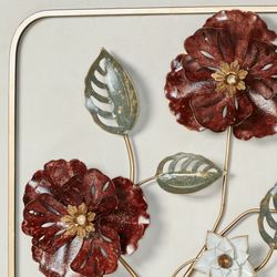 Floral Impressions Wall Art Burgundy Set of Two