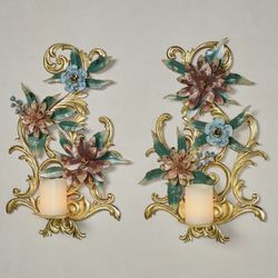 Abylissa Floral Wall Sconces Multi Pastel Set of Two