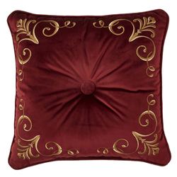 Bordeaux Tufted Pillow Crimson 18 Square