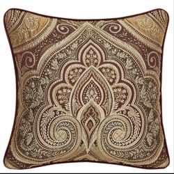 Bordeaux Jacquard Damask Pillow Crimson 20 Square