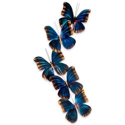 Five Blue Morpho Butterflies Wall Sculpture