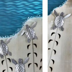 Making Tracks Baby Sea Turtles Triptych Wall Art Silver Set of Three