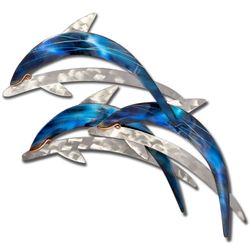 Making Waves Dolphin Wall Sculpture Silver/Blue