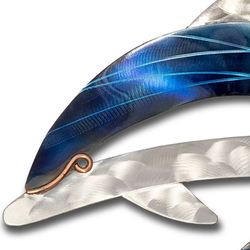 Making Waves Dolphin Wall Sculpture Silver/Blue