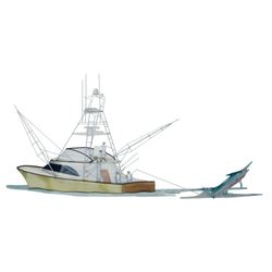 Hooked Up Fishing Boat Wall Sculpture Multi Metallic