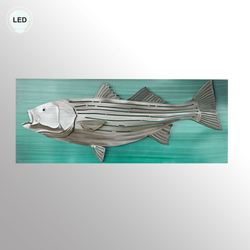 Striped Bass Fish LED Wall Sculpture Silver