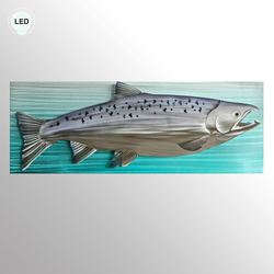 King Salmon Fish LED Wall Sculpture Silver