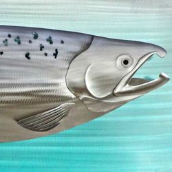 King Salmon Fish LED Wall Sculpture Silver