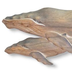 Whale Family Wall Sculpture Gray