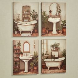Bathroom Bliss Canvas Wall Art Multi Warm Set of Four