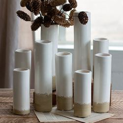 Aster Cylinder Decorative Bud Vases White Set of Nine
