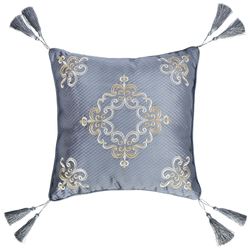 Dicaprio Tasseled Embroidered Pillow Powder Blue 18 Square