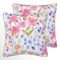 Jules Floral Reversible Piped Pillow Multi Bright 18 Square