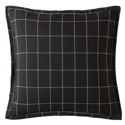 Windowpane Plaid Flanged European Sham Black