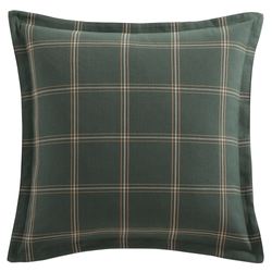 Windowpane Plaid Flanged European Sham Hunter Green