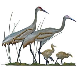 Sandhill Crane Family Wall Sculpture Multi Metallic